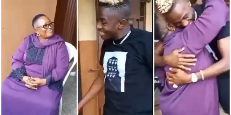 Watch Moment Victor Osimhen Reunited with School Teacher Who Helped Start His Career