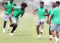 Super Eagles players training on field