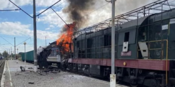 Russian strikes hit passenger train in Ukraine as deadly wave leaves eight reported dead