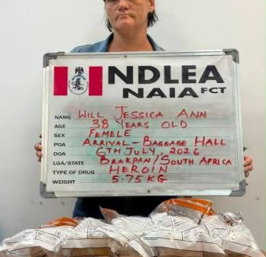 NDLEA Arrests South African Woman With Alleged 5.75kg Heroin at Abuja Airport